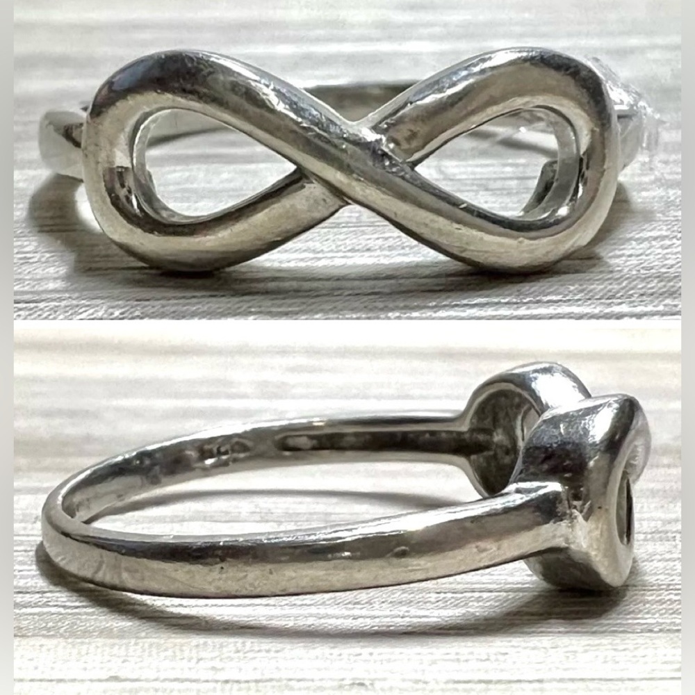 Vintage Classic Sterling Silver Infinity Symbol Forever Band Ring, Size 7.25, 2g